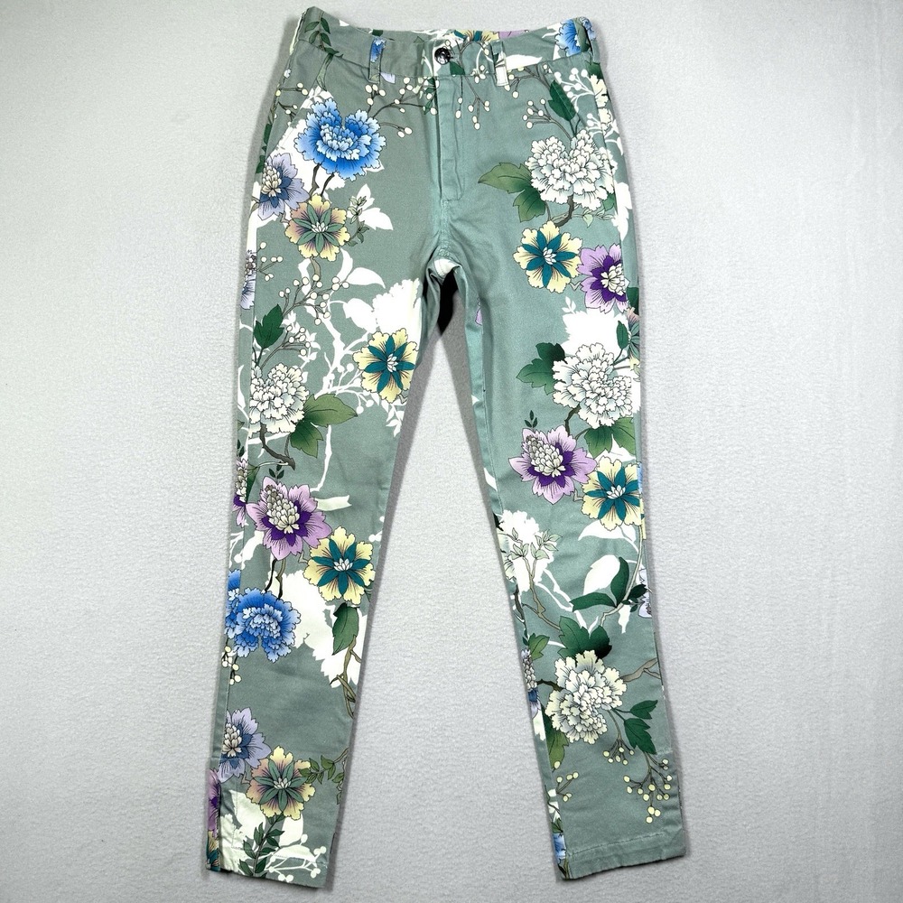 Johnny Was Pants Womens 0 Swingline Twill Floral Pants Cottage Slim Straight
